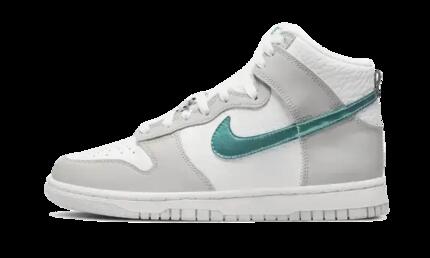 Chaussures - dunk high - montantes cuir - blanc/turquoise