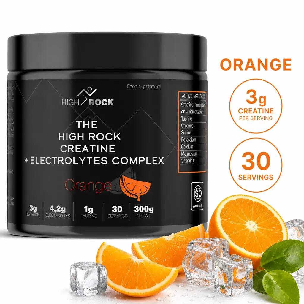 High Rock Creatine + Electrolytes Complex 30 Servings Orange
