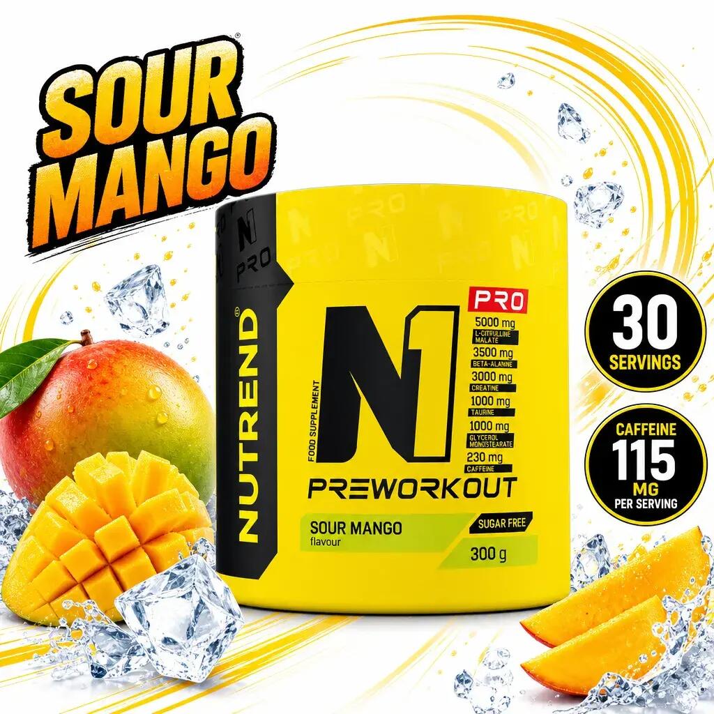 Pre-workout N1 PRO, 300 g, sour mango 2/6