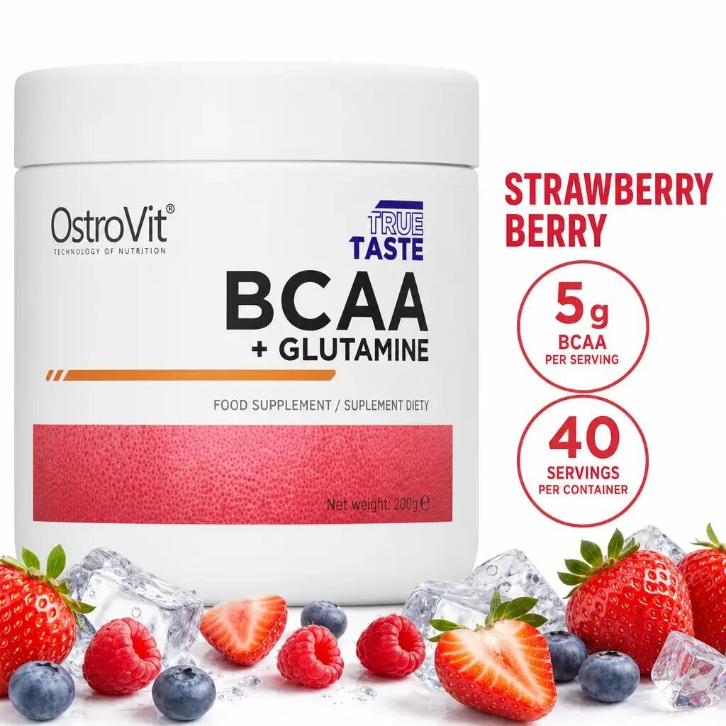 OstroVit BCAA + Glutamine 200g Strawberry Berry
