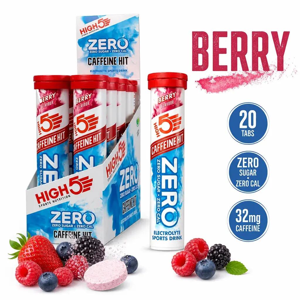 High5 Sports Nutrition Electrolyte Zero Caffeine Hit 20 Effervescent Tabs Berry