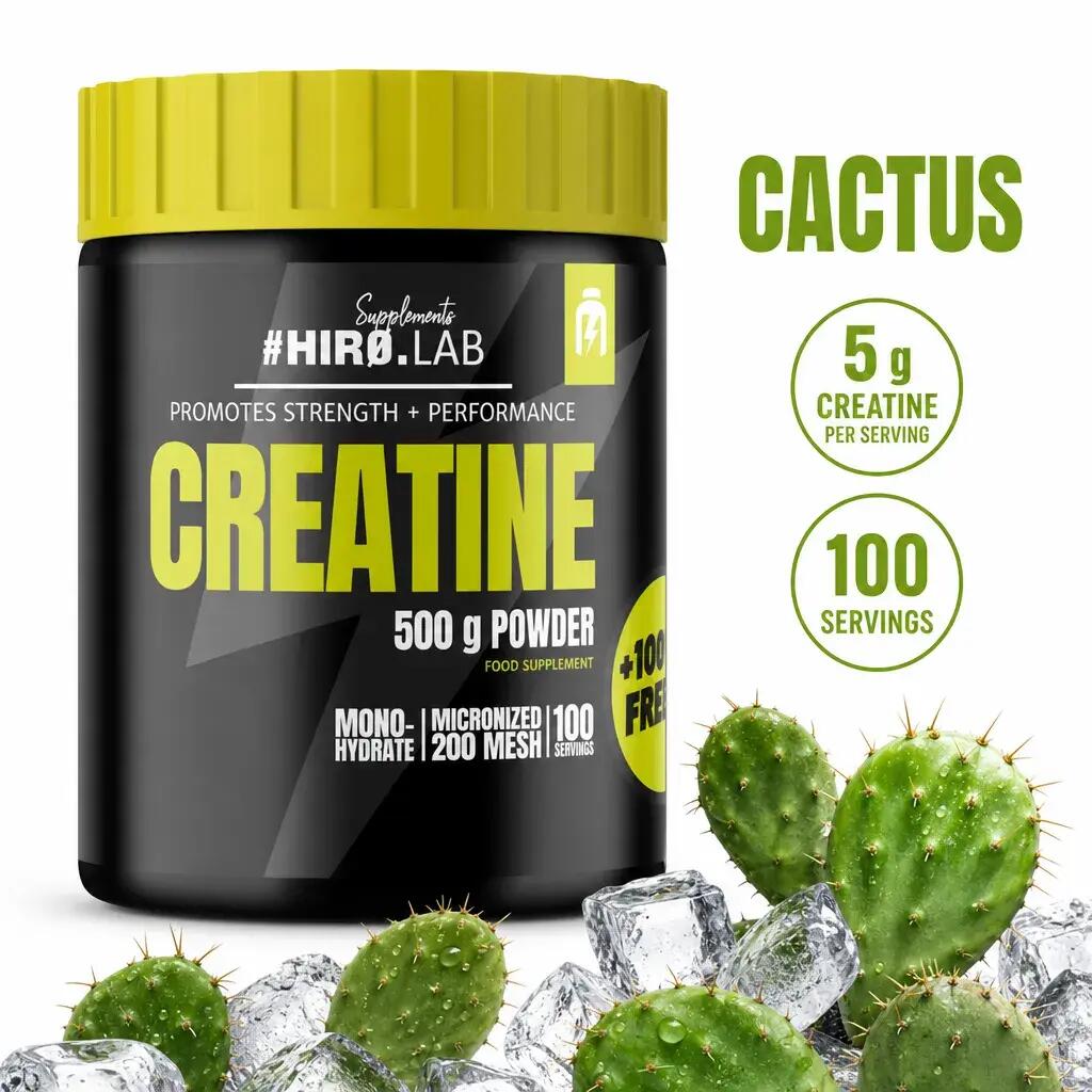 Hiro Lab Creatine Monohydrate Micronised 200 Mesh 500g & 100g FREE Cactus