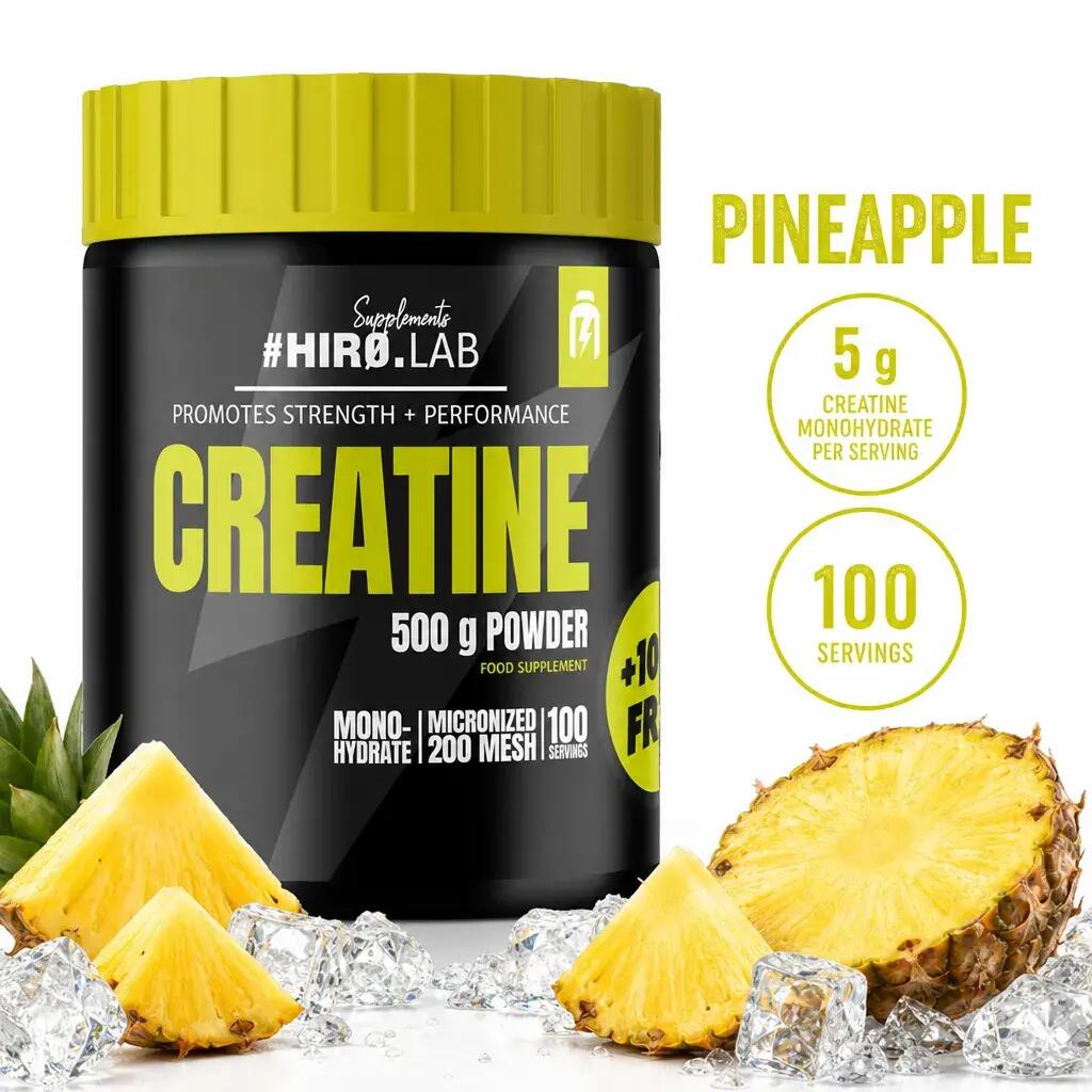 Hiro Lab Creatine Monohydrate Micronised 200 Mesh 500g & 100g FREE Pineapple