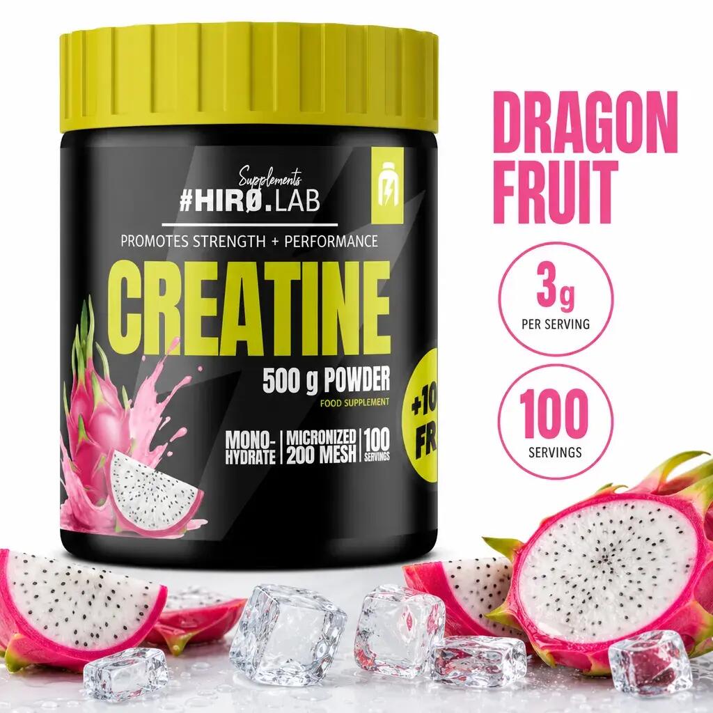Hiro Lab Creatine Monohydrate Micronised 200 Mesh 500g & 100g FREE Dragon Fruit