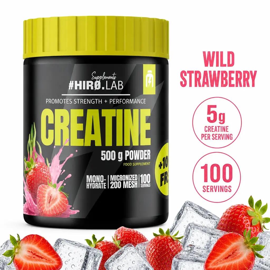 Hiro Lab Creatine Monohydrate Micronised 200 Mesh 500g & 100g F… Wild Strawberry