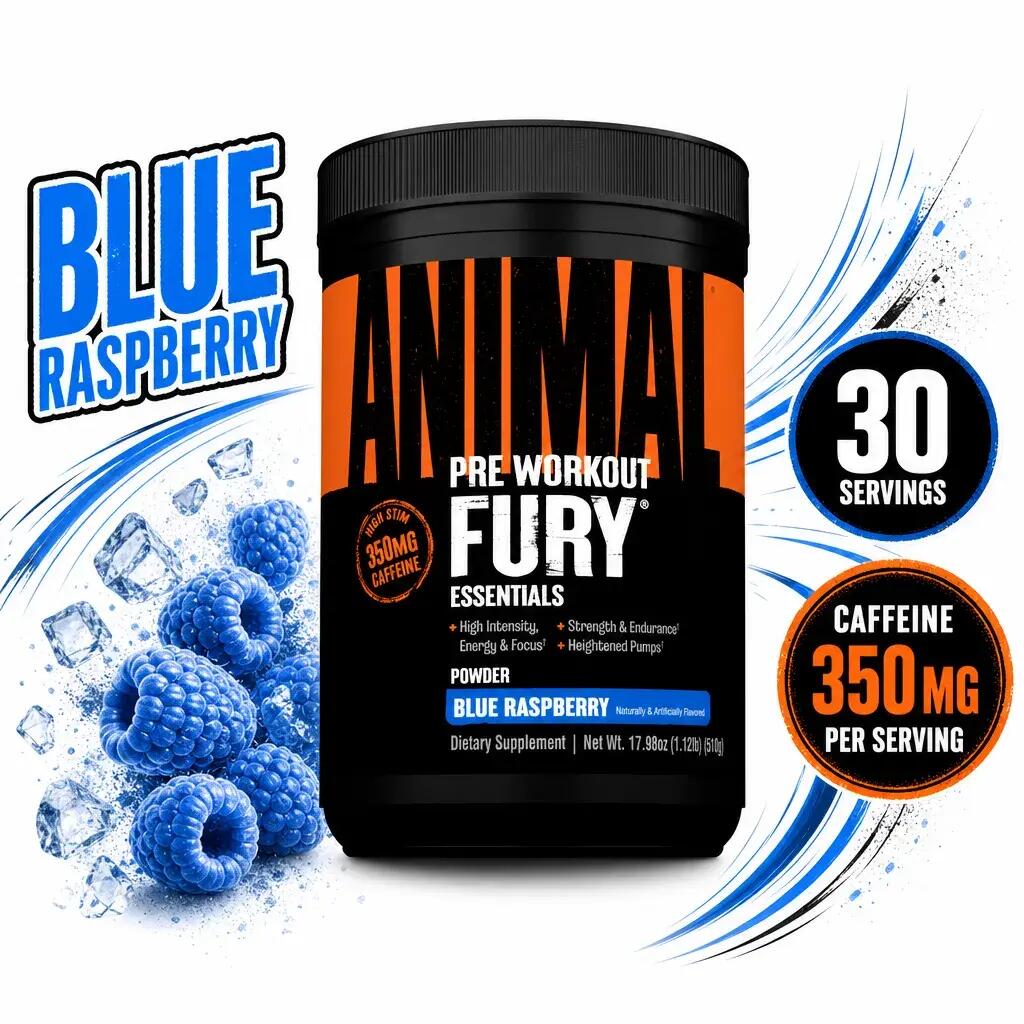 Universal Nutrition Animal Fury 30 Servings Blue Raspberry