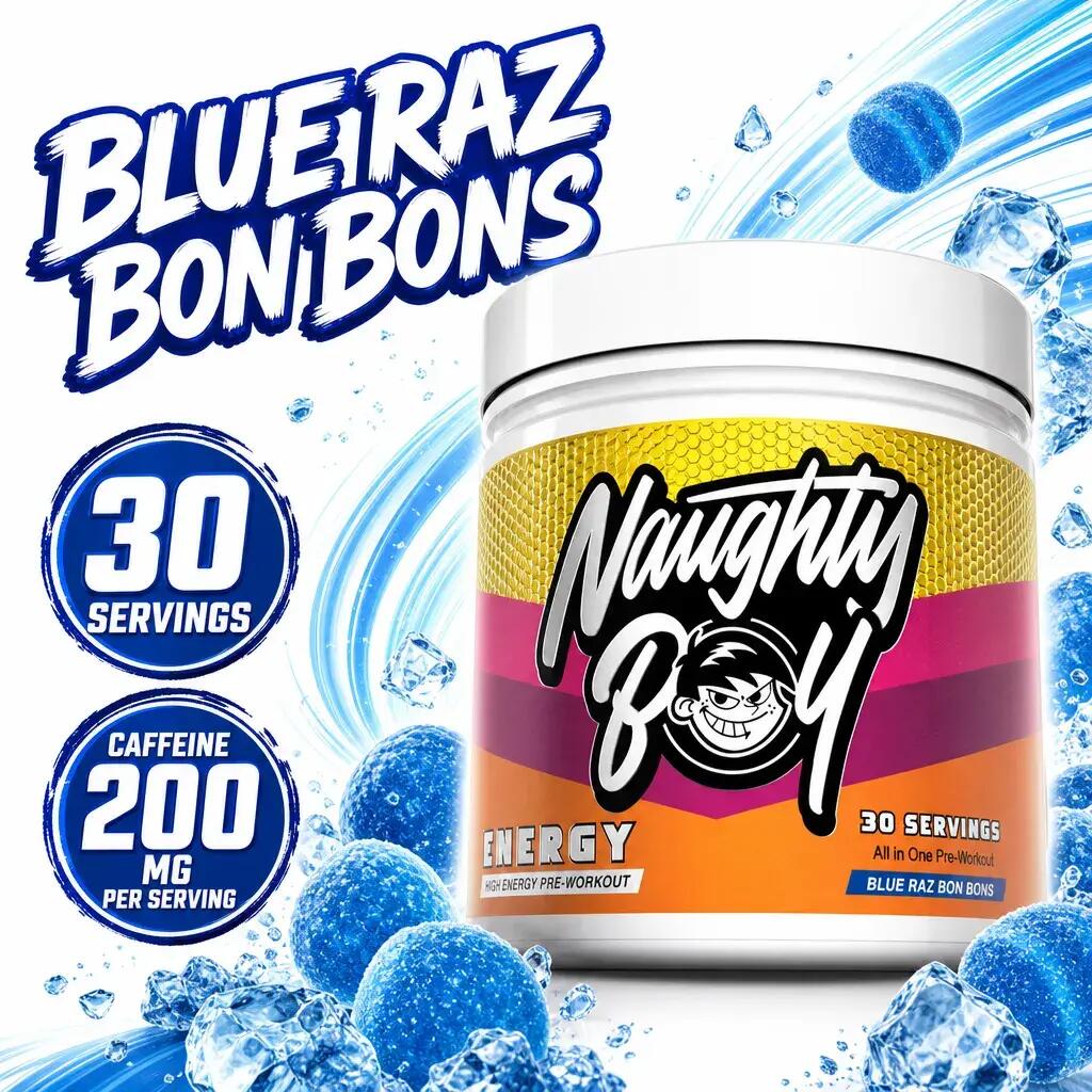 Naughty Boy Energy Pre-Workout 30 Servings Blue Raz Bon Bons