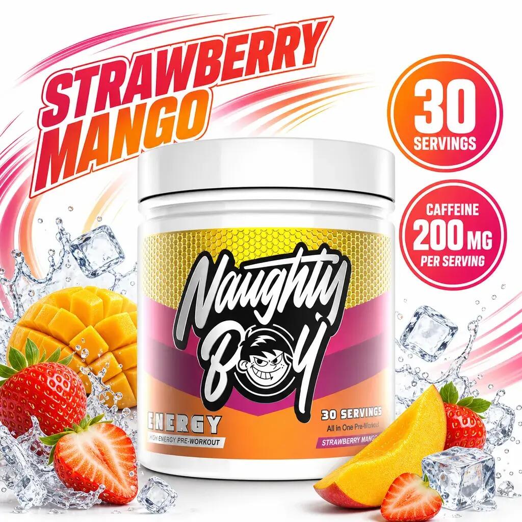 Naughty Boy Energy Pre-Workout 30 Servings Strawberry Mango