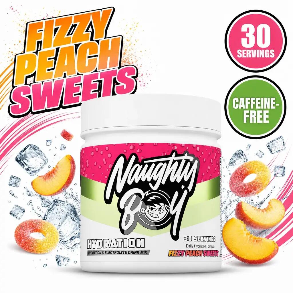 Naughty Boy Hydration 30 Servings Fizzy Peach Sweets