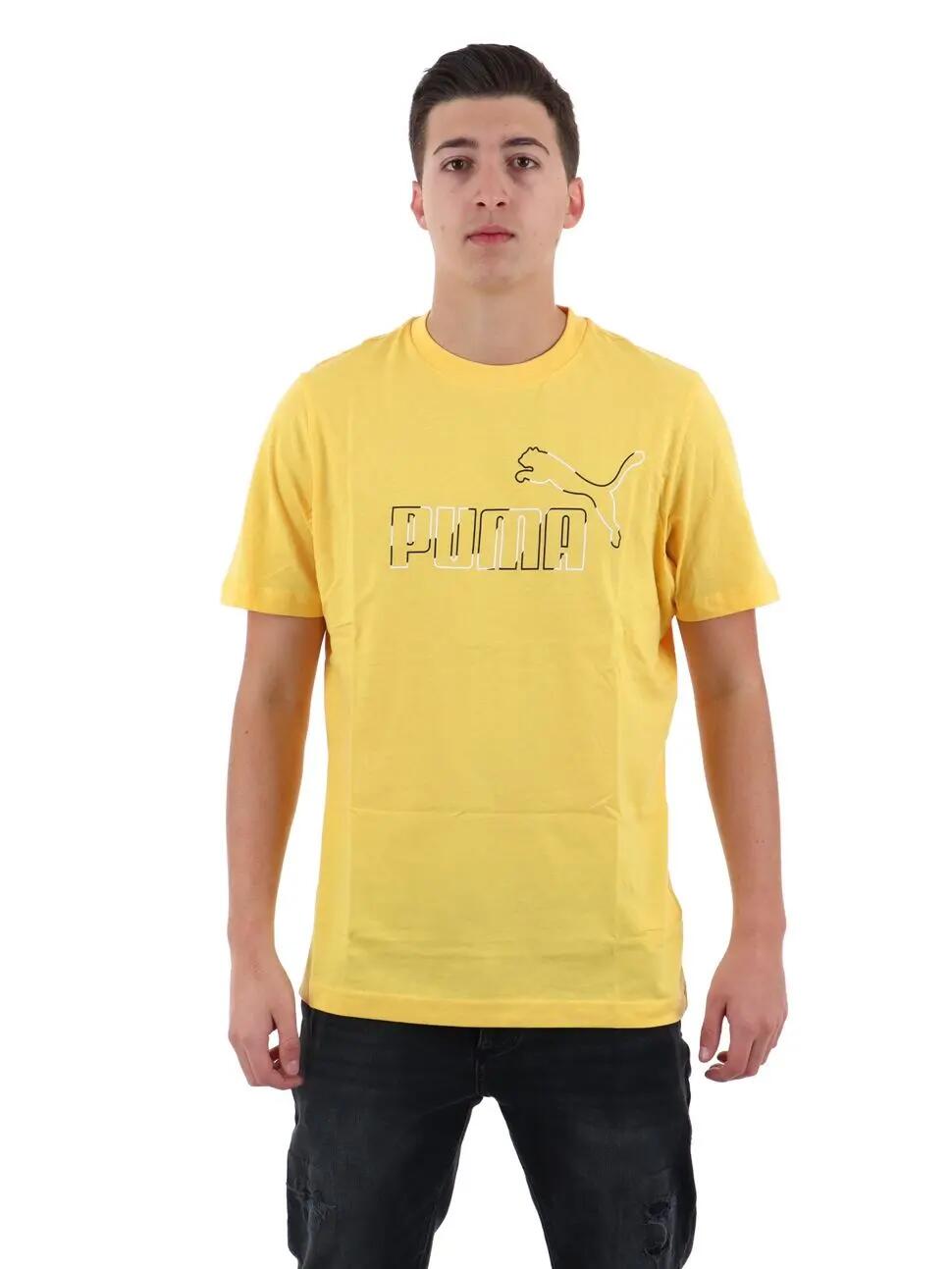 maglietta - sport - uomo - moderna, traspirante - PUMA Ess Tee Big Logo - giallo 2/5