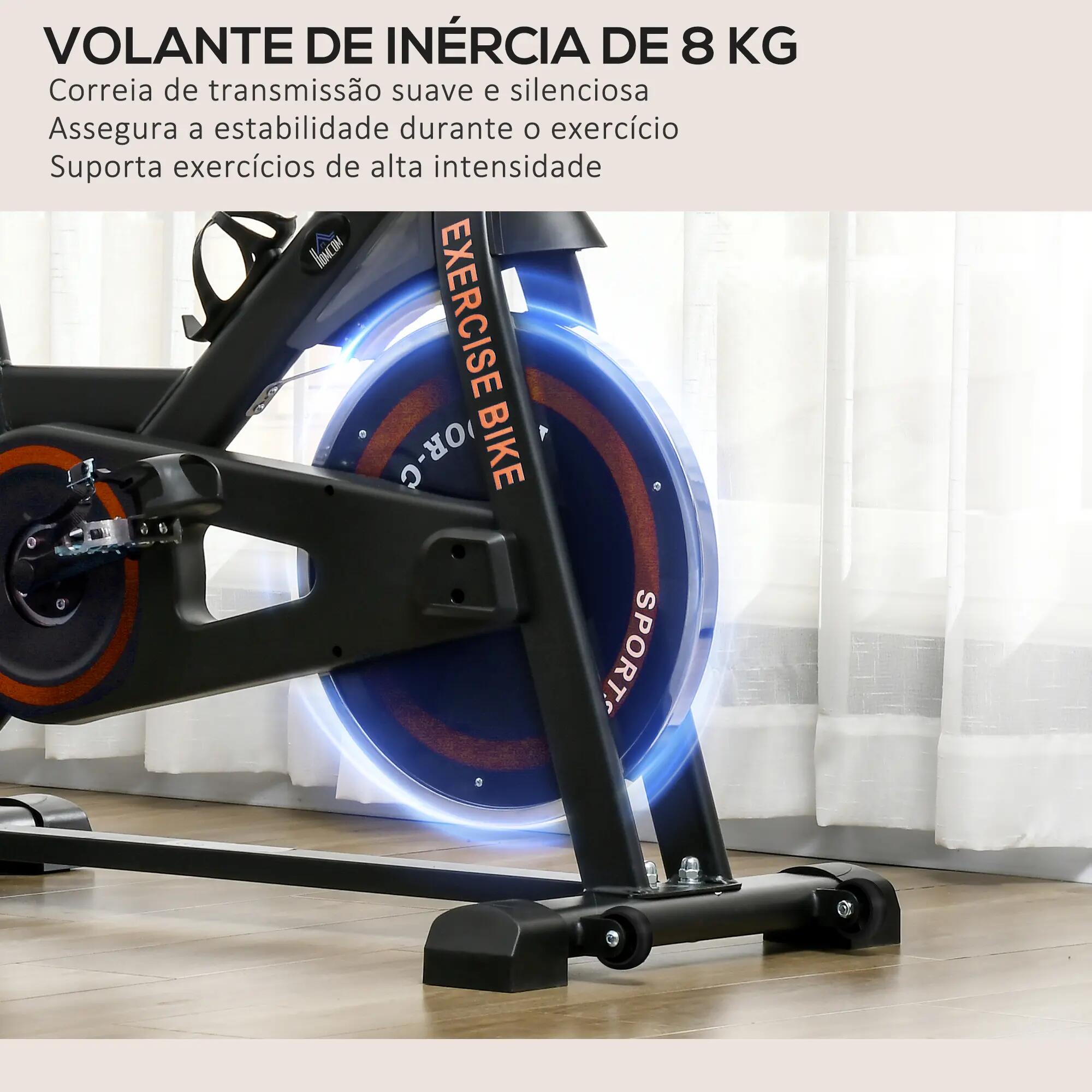 Bicicleta estática 103x53x100-114 cm preto e vemelho HOMCOM 8/11