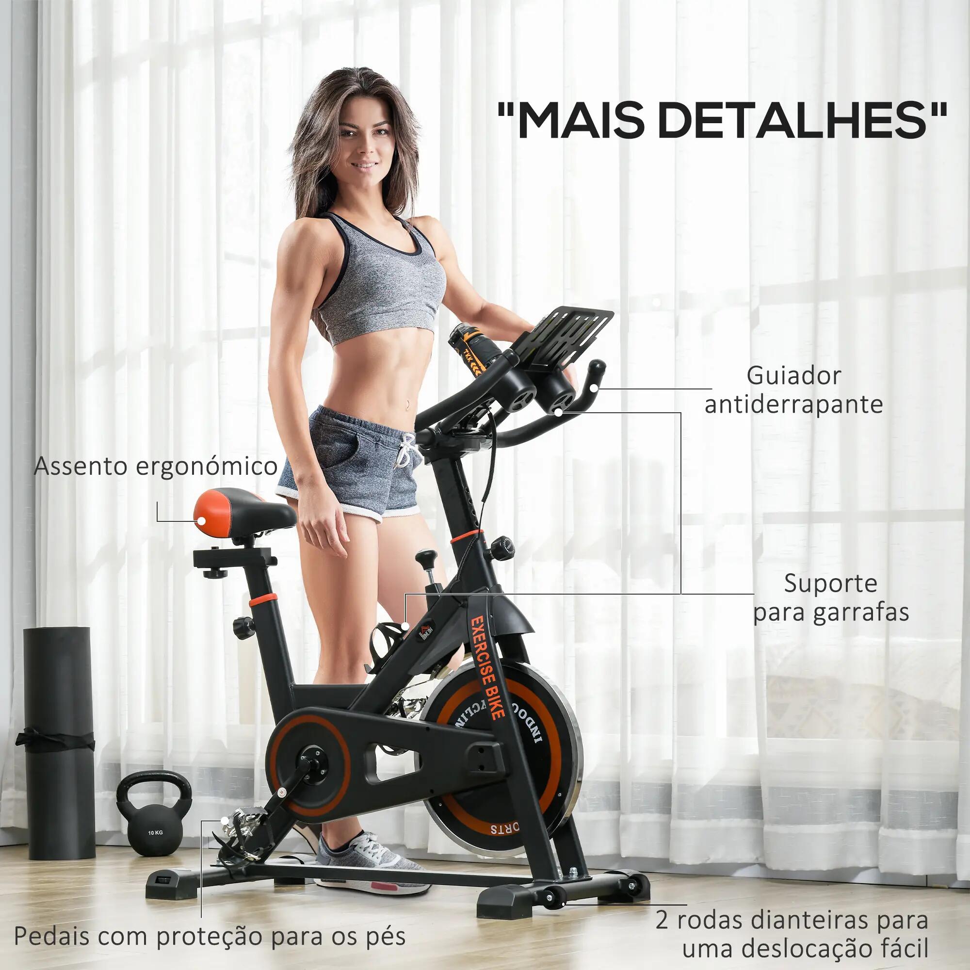 Bicicleta estática 103x53x100-114 cm preto e vemelho HOMCOM 11/11