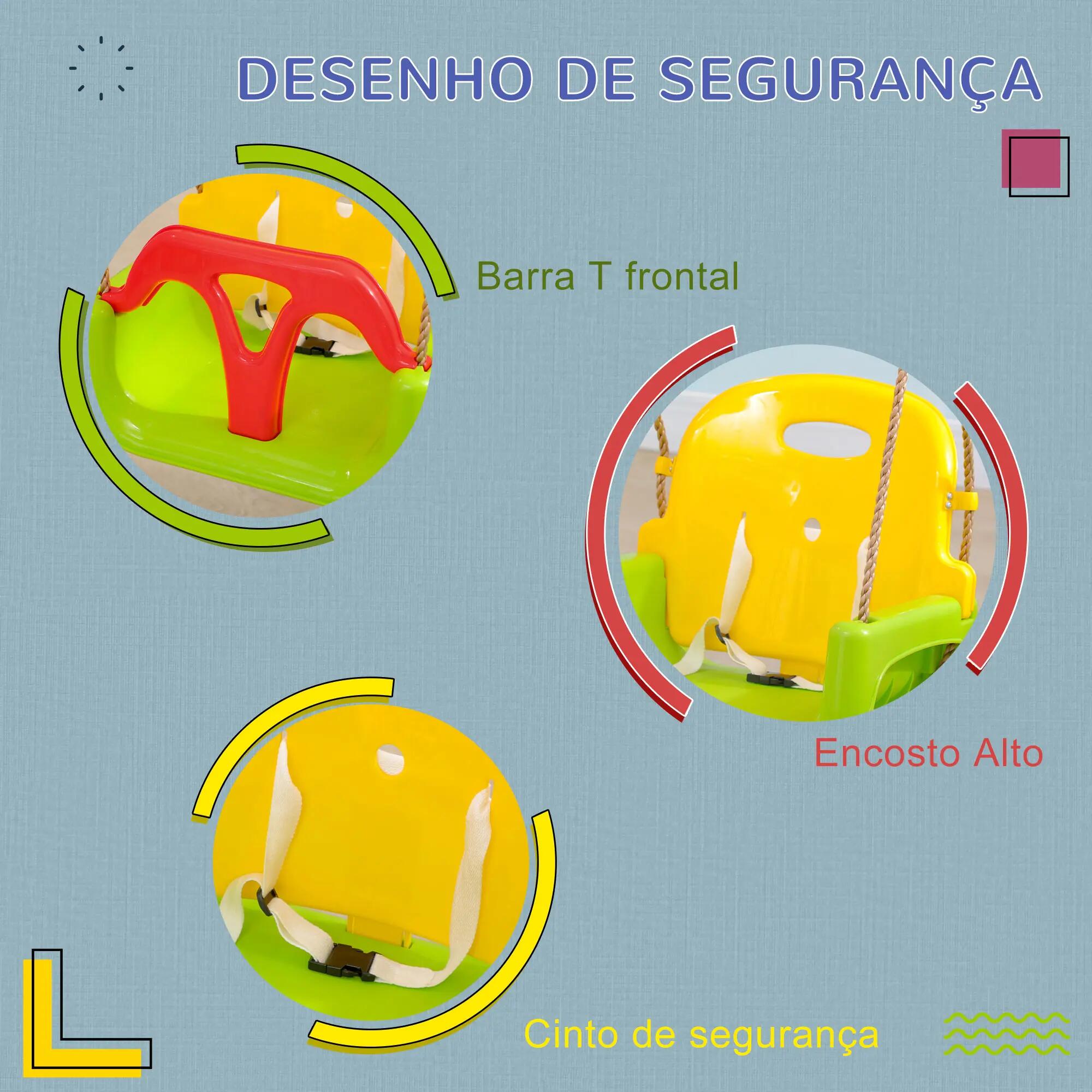 Baloiço para bebés 42x33x120-180 cm multicor Outsunny 9/11
