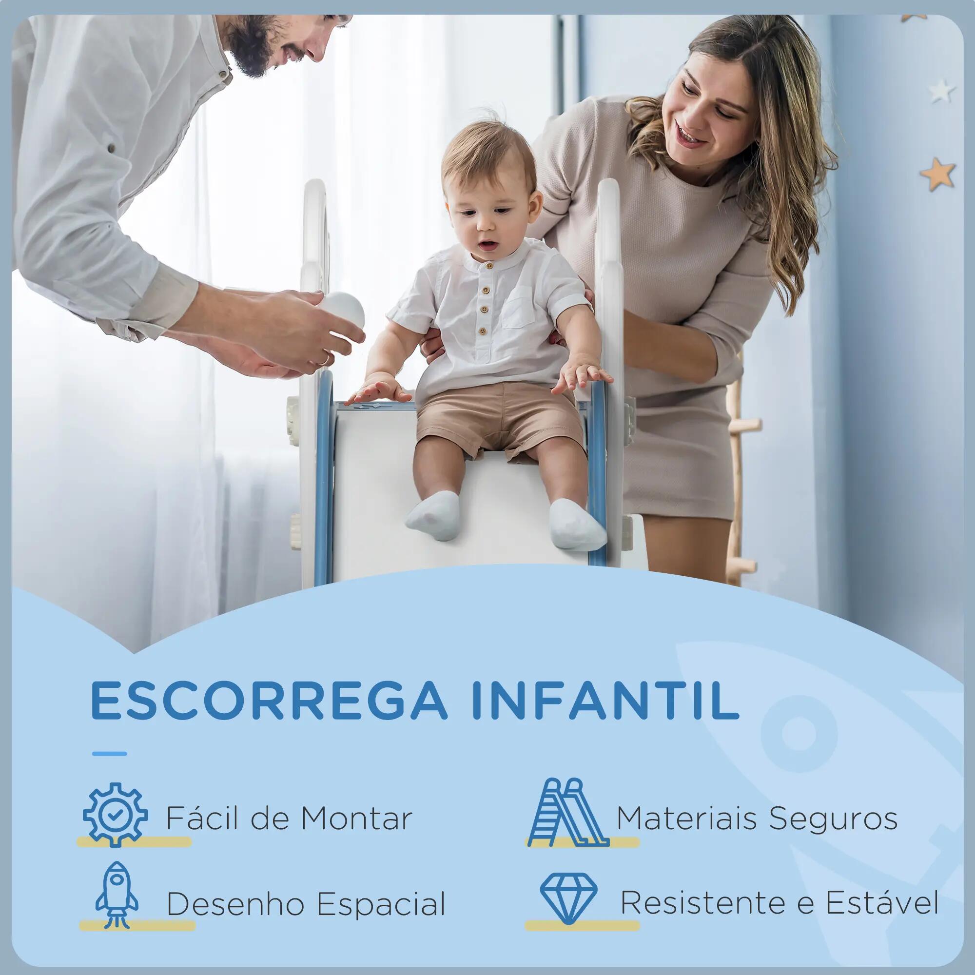 Escorregador para crianças 157x46,5x80 cm azul, cinza e branco AIYAPLAY 6/8