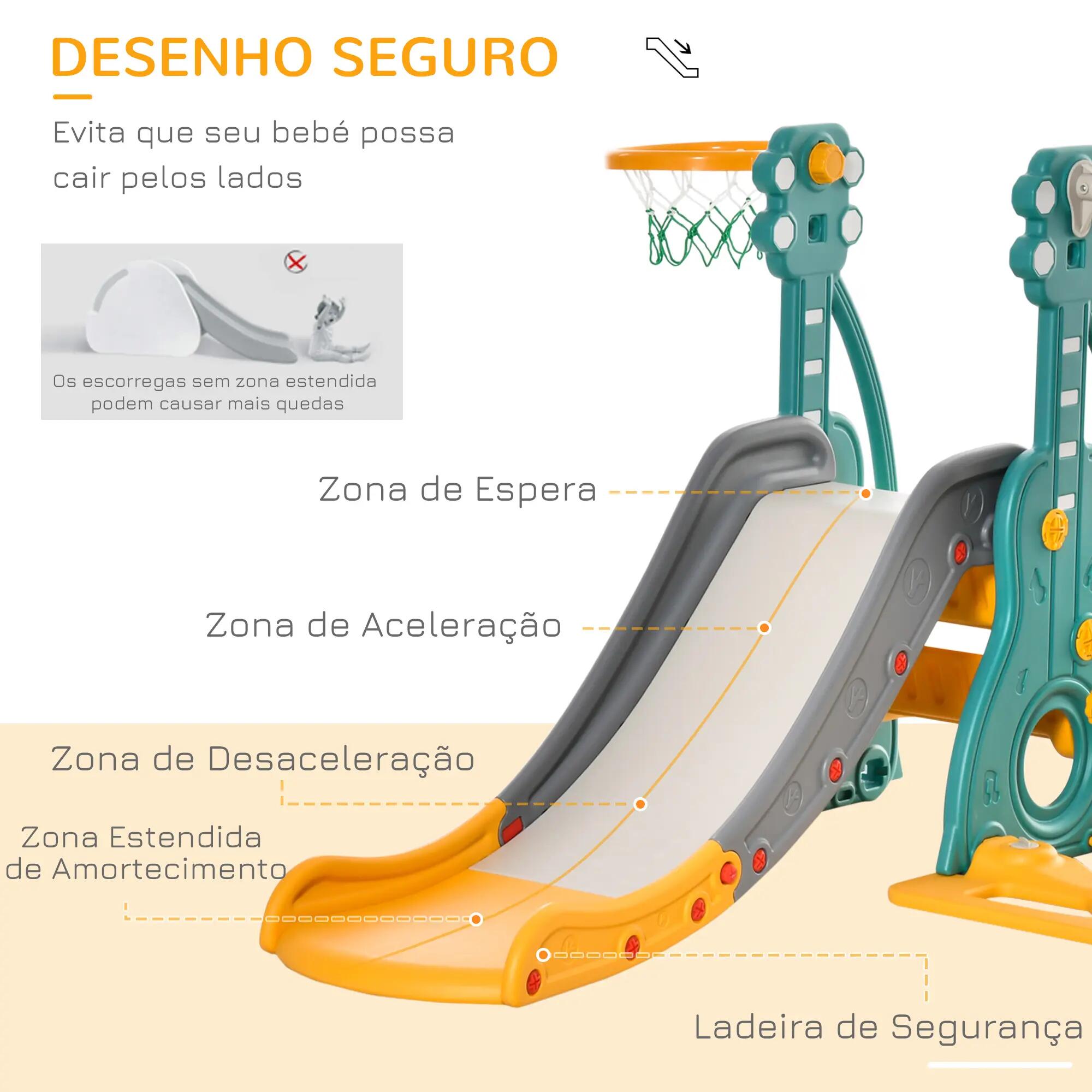 Columpio Tobogán para Niños HOMCOM 152x149x107 cm Multicolor 8/12