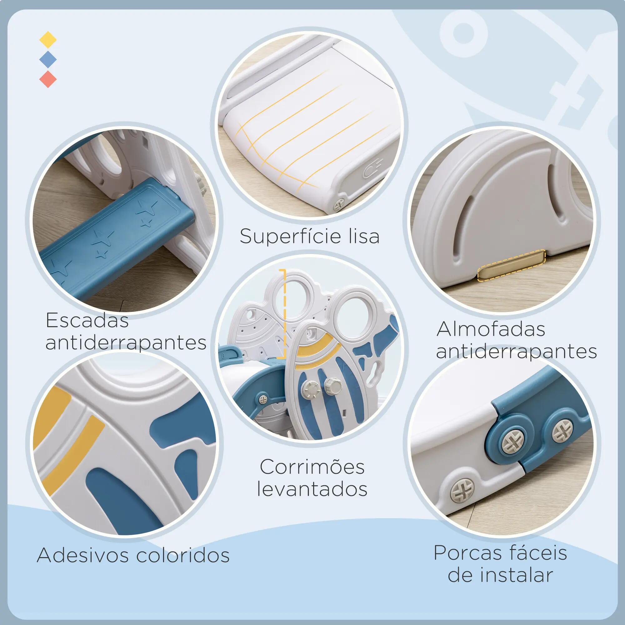Escorregador para crianças 157x46,5x80 cm azul, cinza e branco AIYAPLAY 5/8