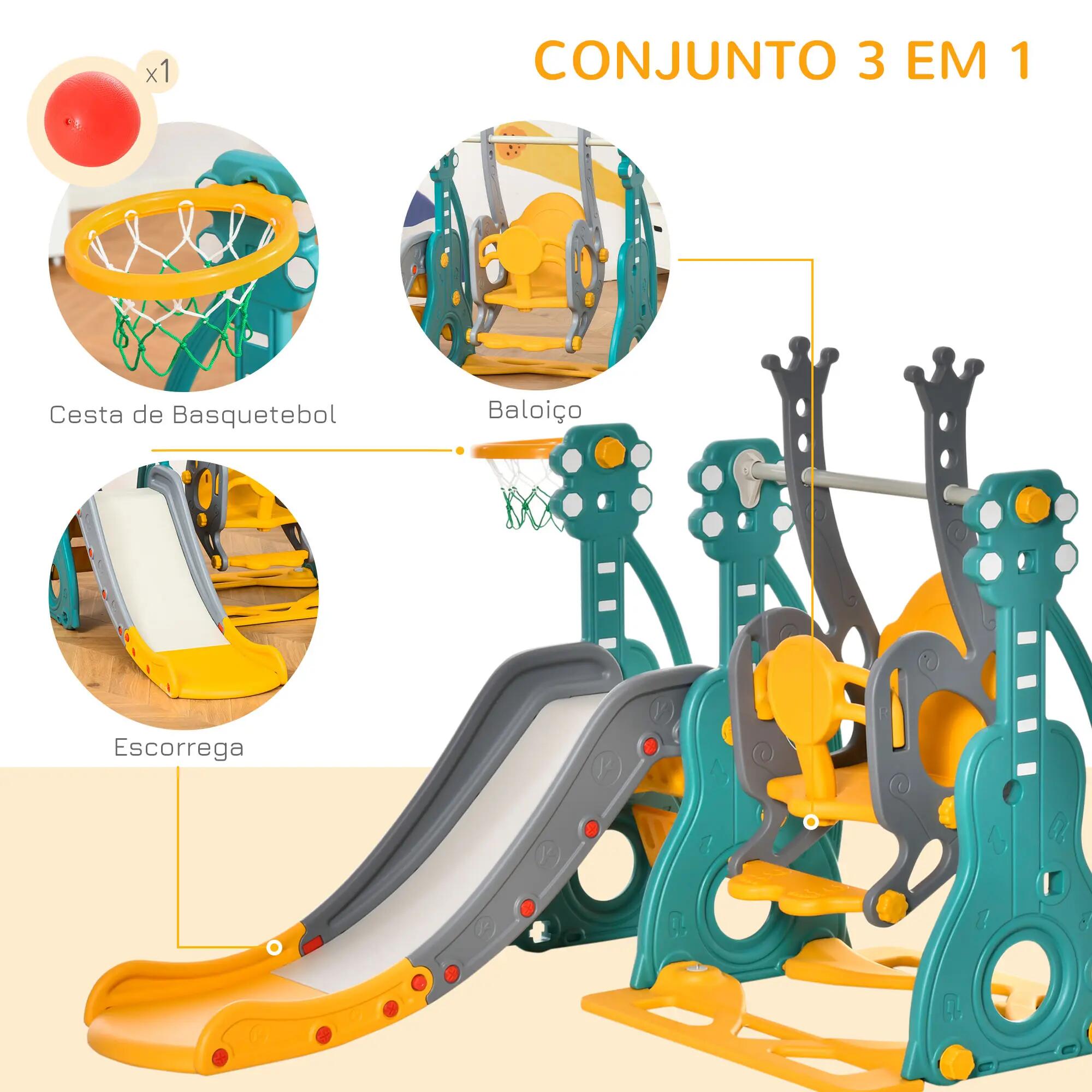 Columpio Tobogán para Niños HOMCOM 152x149x107 cm Multicolor 7/12