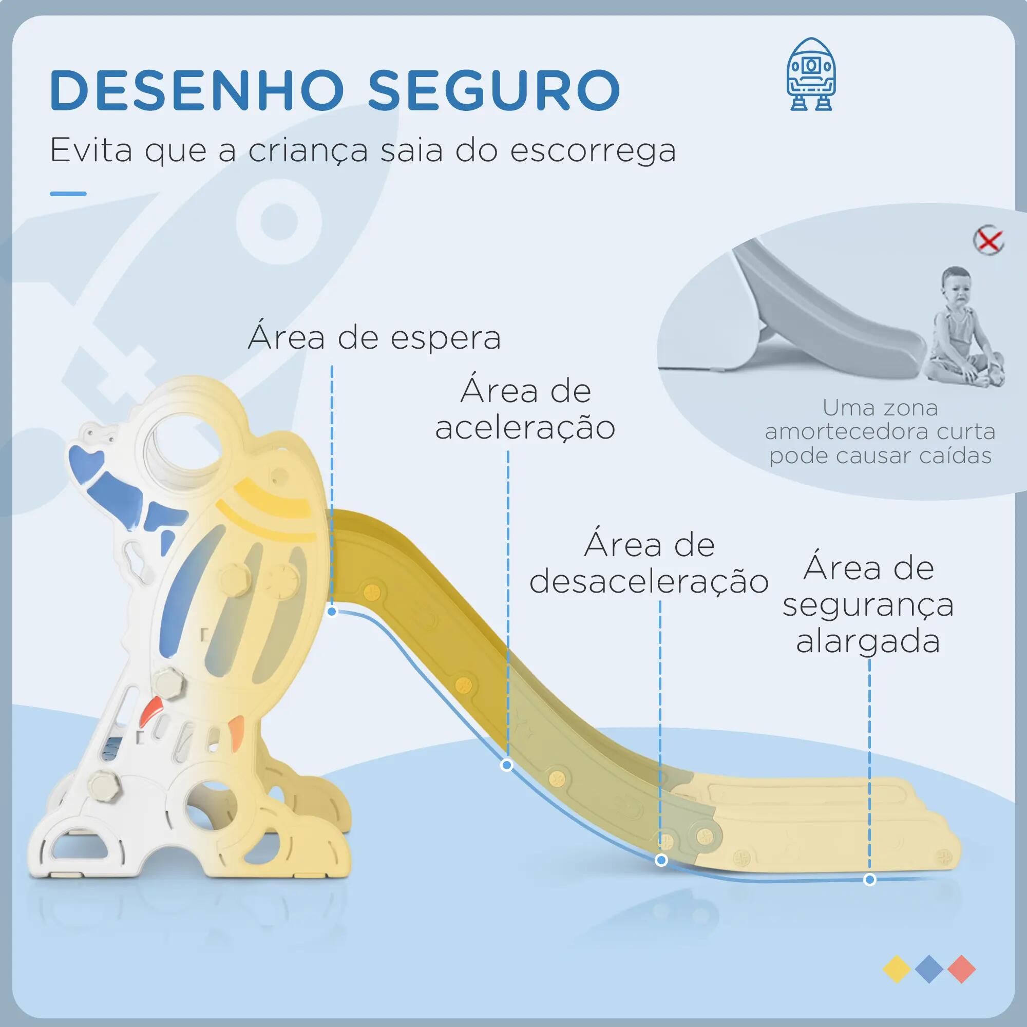 Escorregador para crianças 157x46,5x80 cm azul, cinza e branco AIYAPLAY 4/8