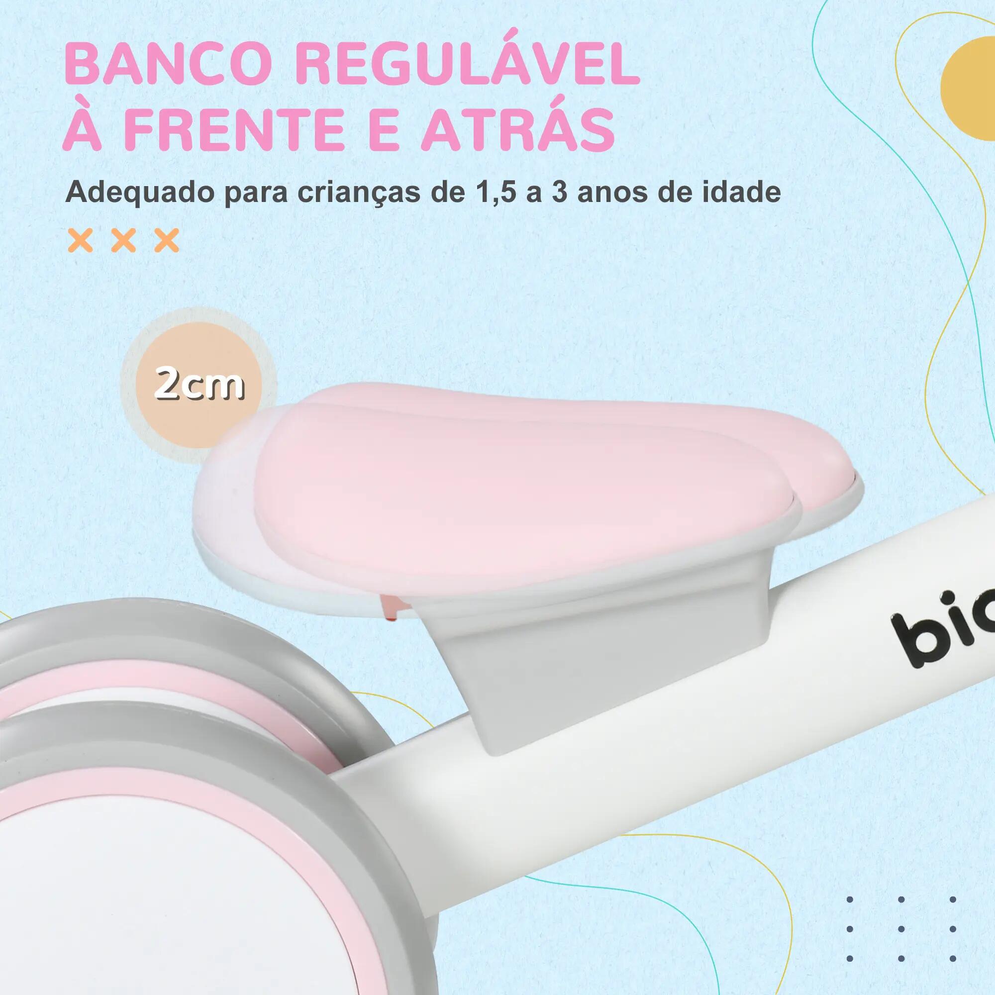Bicicleta sem pedais 56x27x39 cm rosa AIYAPLAY 8/11