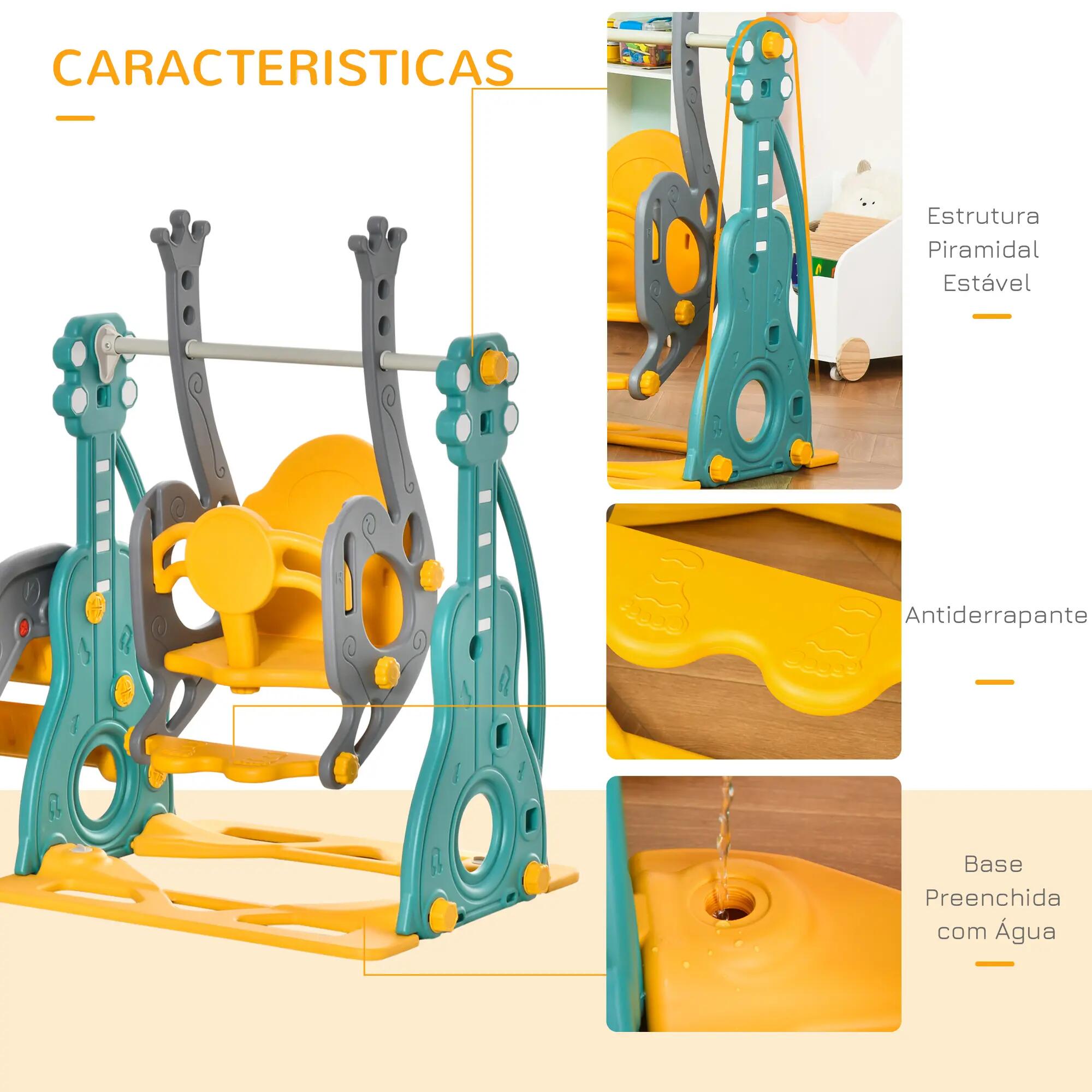 Columpio Tobogán para Niños HOMCOM 152x149x107 cm Multicolor 10/12