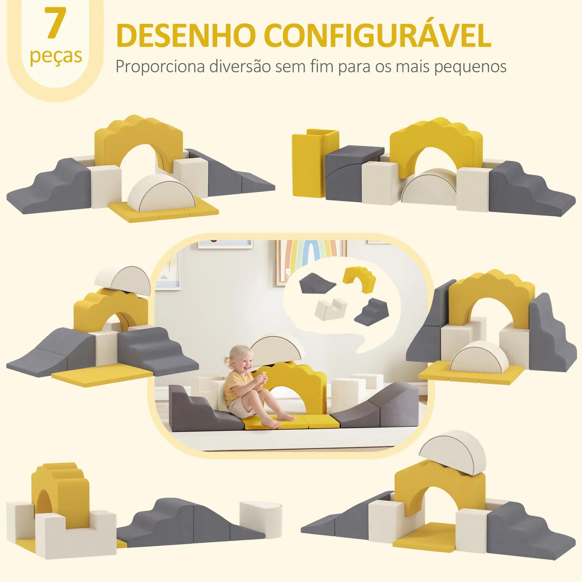 Bloco de espumas para criança 50x40x25 cm amarelo AIYAPLAY 6/10