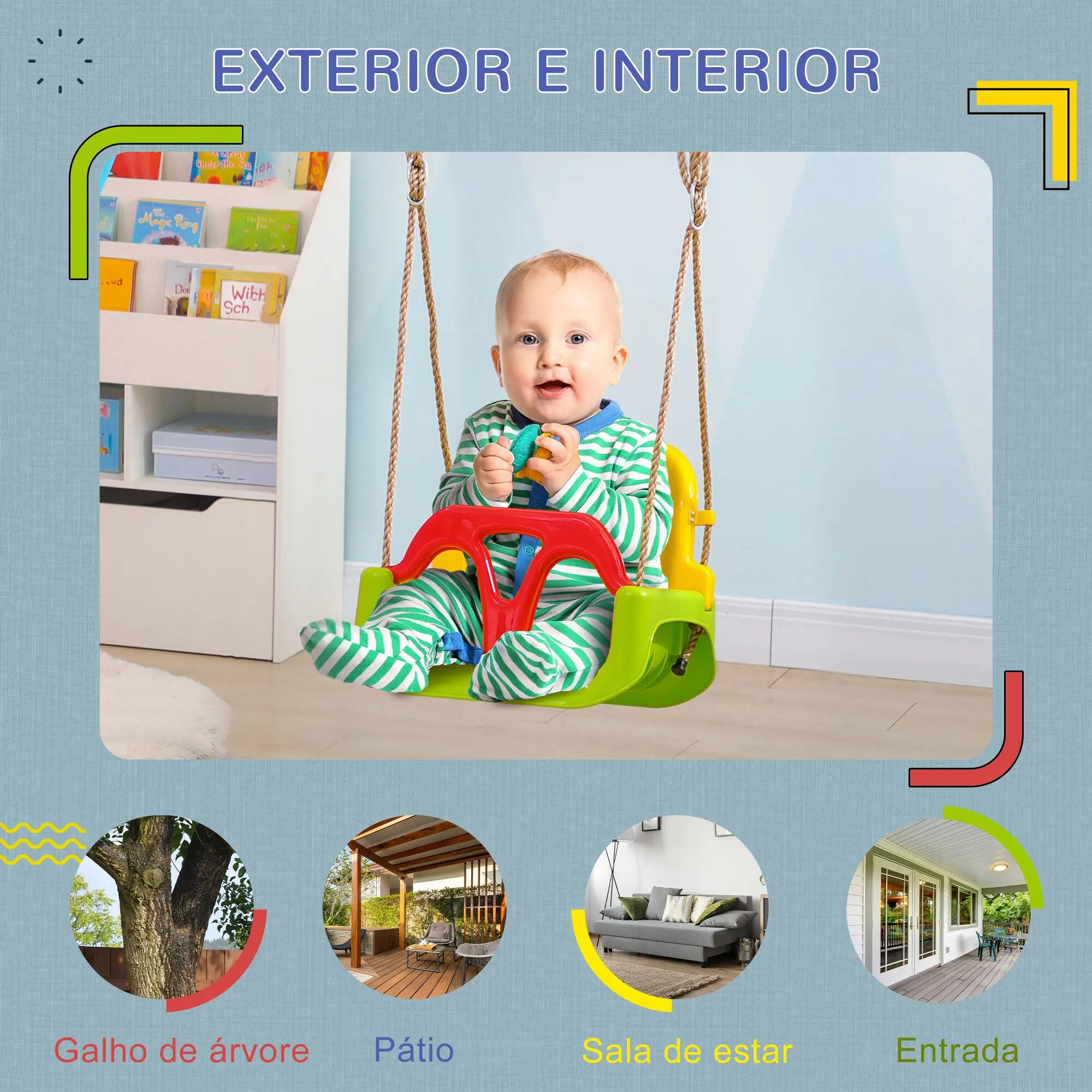 Baloiço para bebés 42x33x120-180 cm multicor Outsunny 10/11