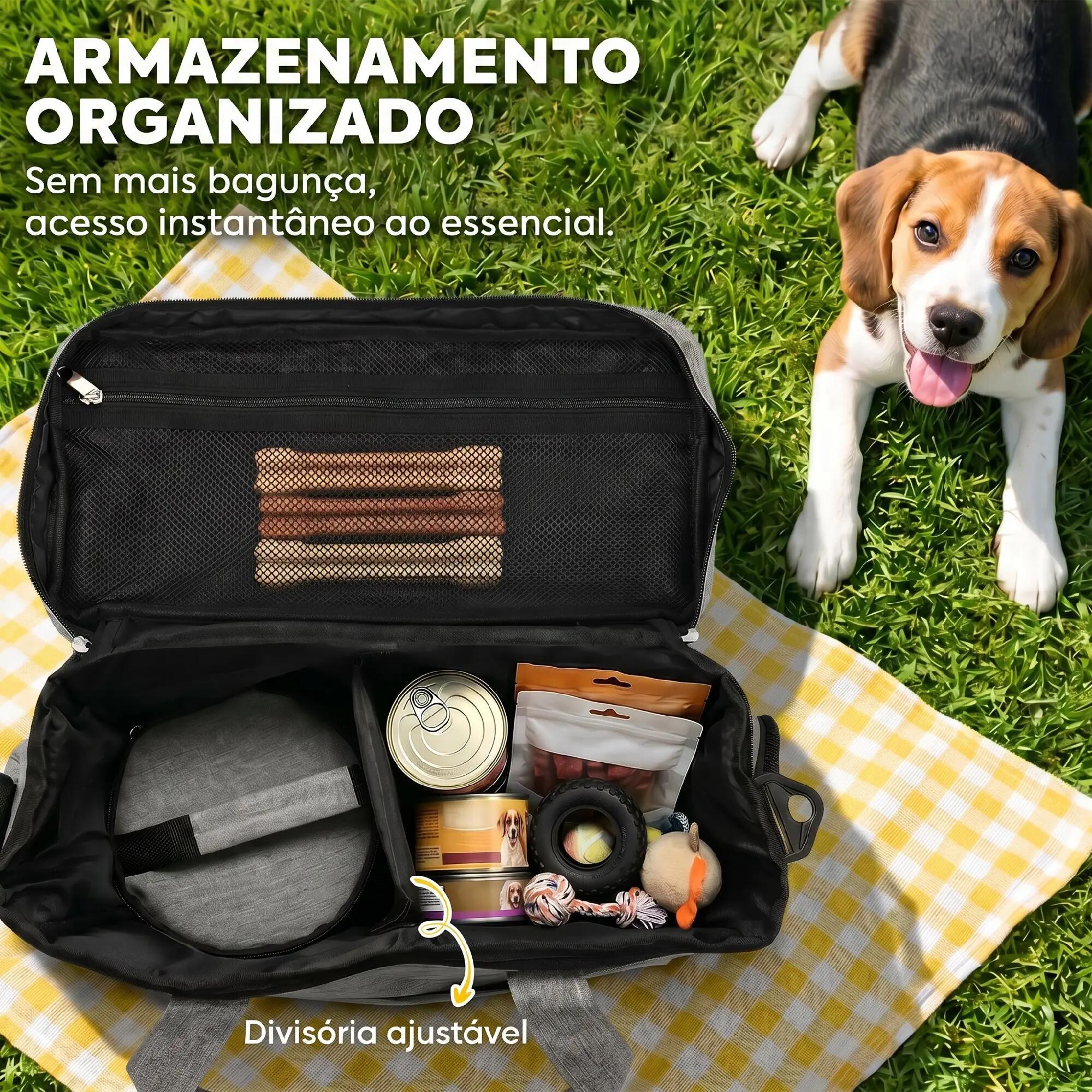 Bolsa de viagem para cães 38x17x35 cm cinzento claro PawHut 7/10
