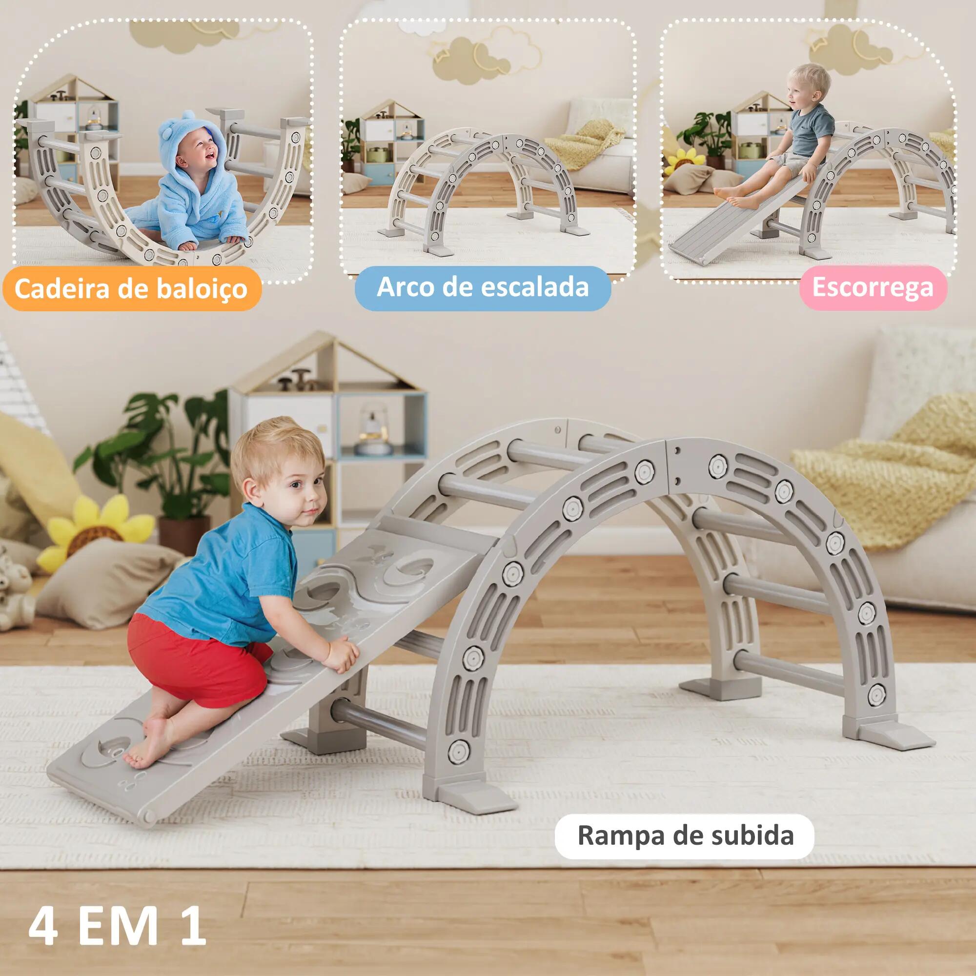 Escalador para Crianças 164x70x57 cm cinza e branco AIYAPLAY 6/10