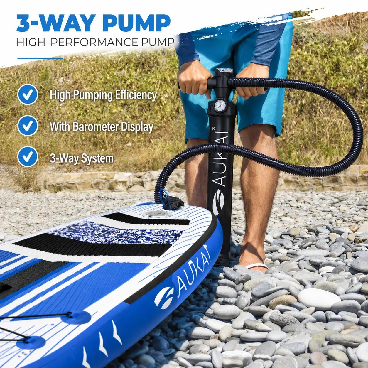 Pro Ocean Set de Stand Up Paddle hinchable 2 en 1 con asiento de kayak - Azul 8/9