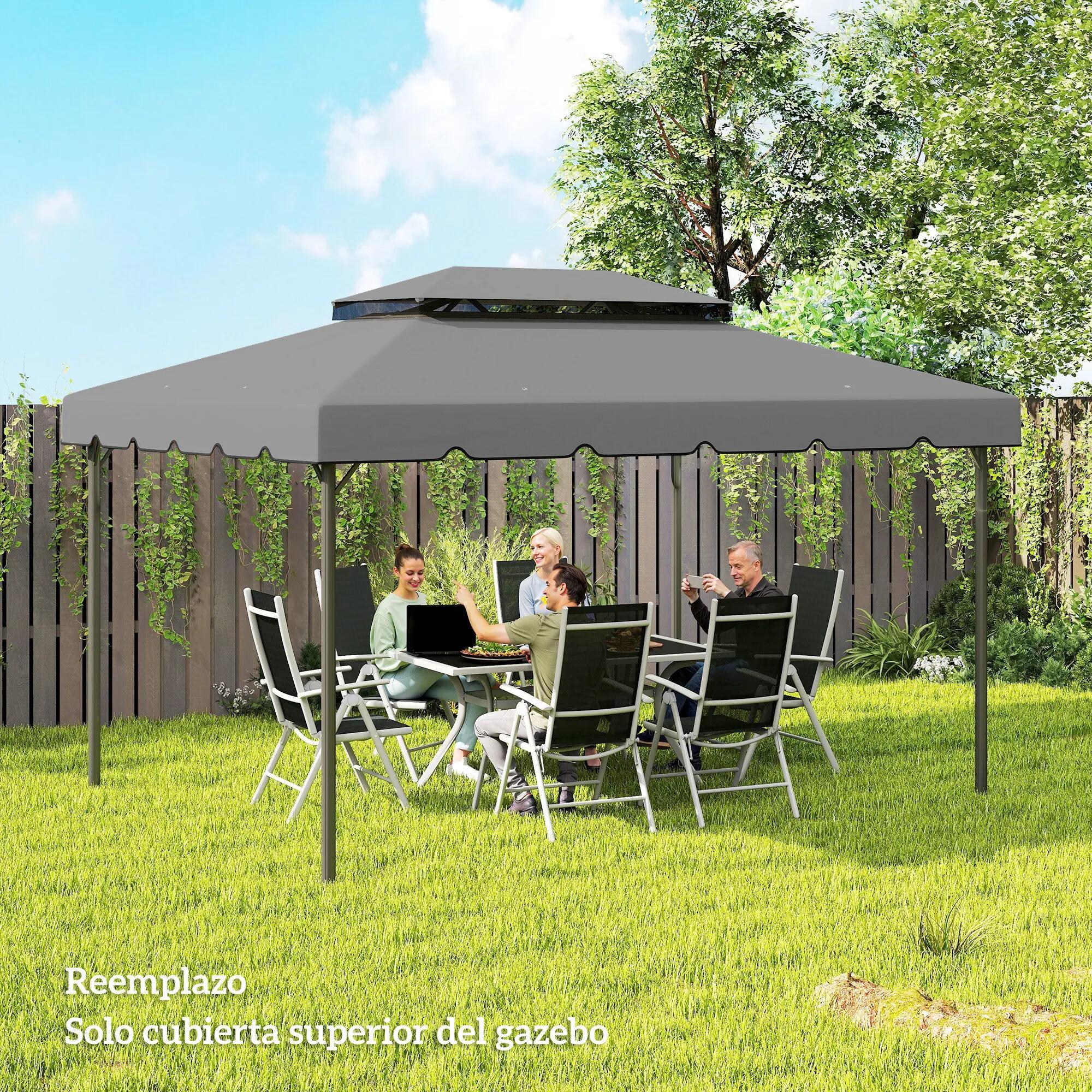 Techo de Repuesto Outsunny 400x300 cm Gris Claro 5/7