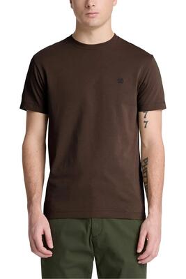 T-shirt - sportswear - man - oyster river - slim-fit, katoen - bruin