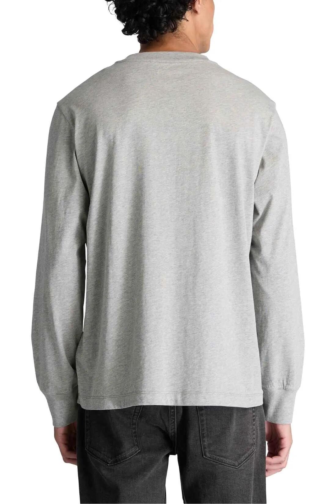 T-shirt - Sportswear - Heren - Model met lange mouwen, 100% katoen, logo - zwart 2/3
