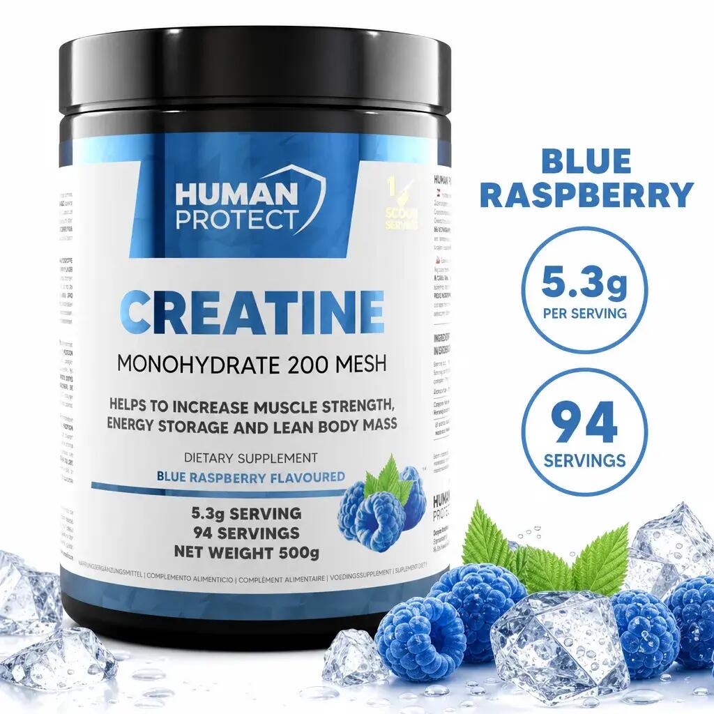 Human Protect Creatine Monohydrate 500g Blue Raspberry