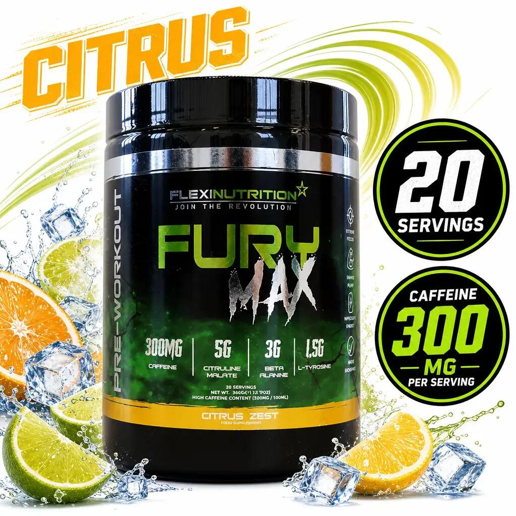 Flexi Nutrition Fury Max Pre Workout 20 Servings Citrus