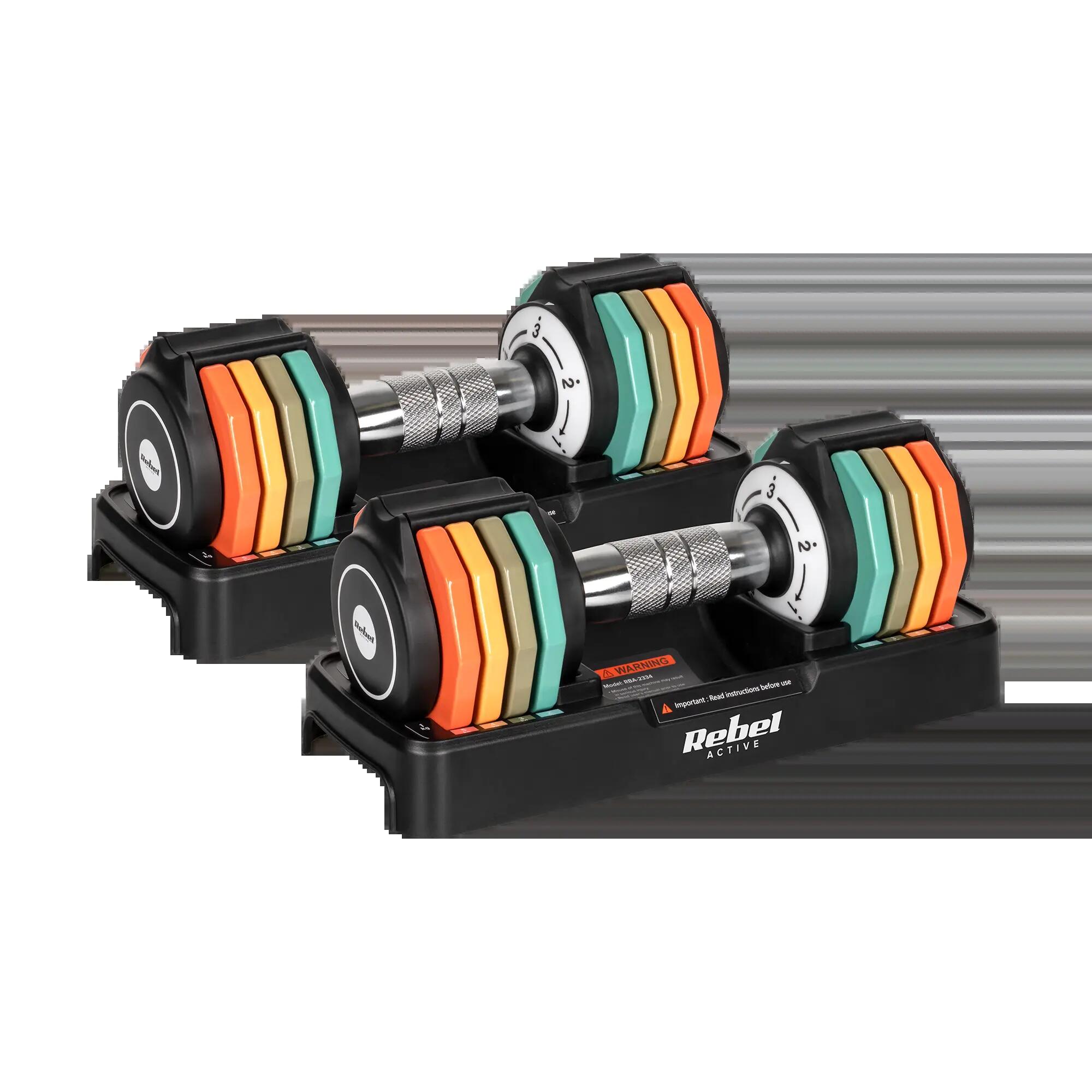 Hantle żeliwne regulowane zestaw 2x5kg automatyczne skok co 1kg Rebel 2/7