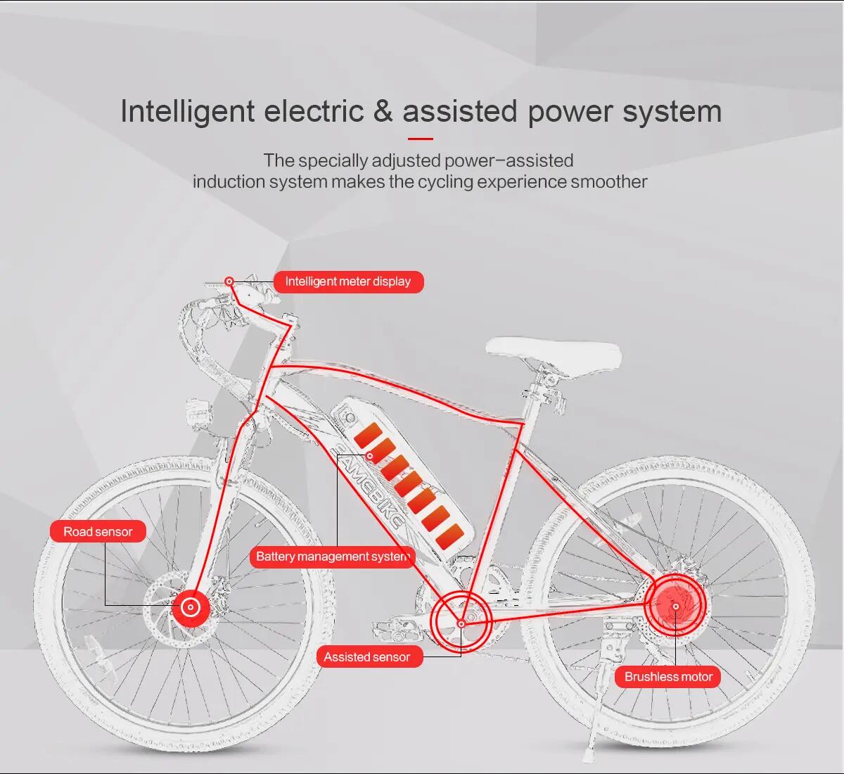 Bicicleta eléctrica para adultos SAMEBIKE EBE2 Batería 36V 13Ah Motor 250W 11/15