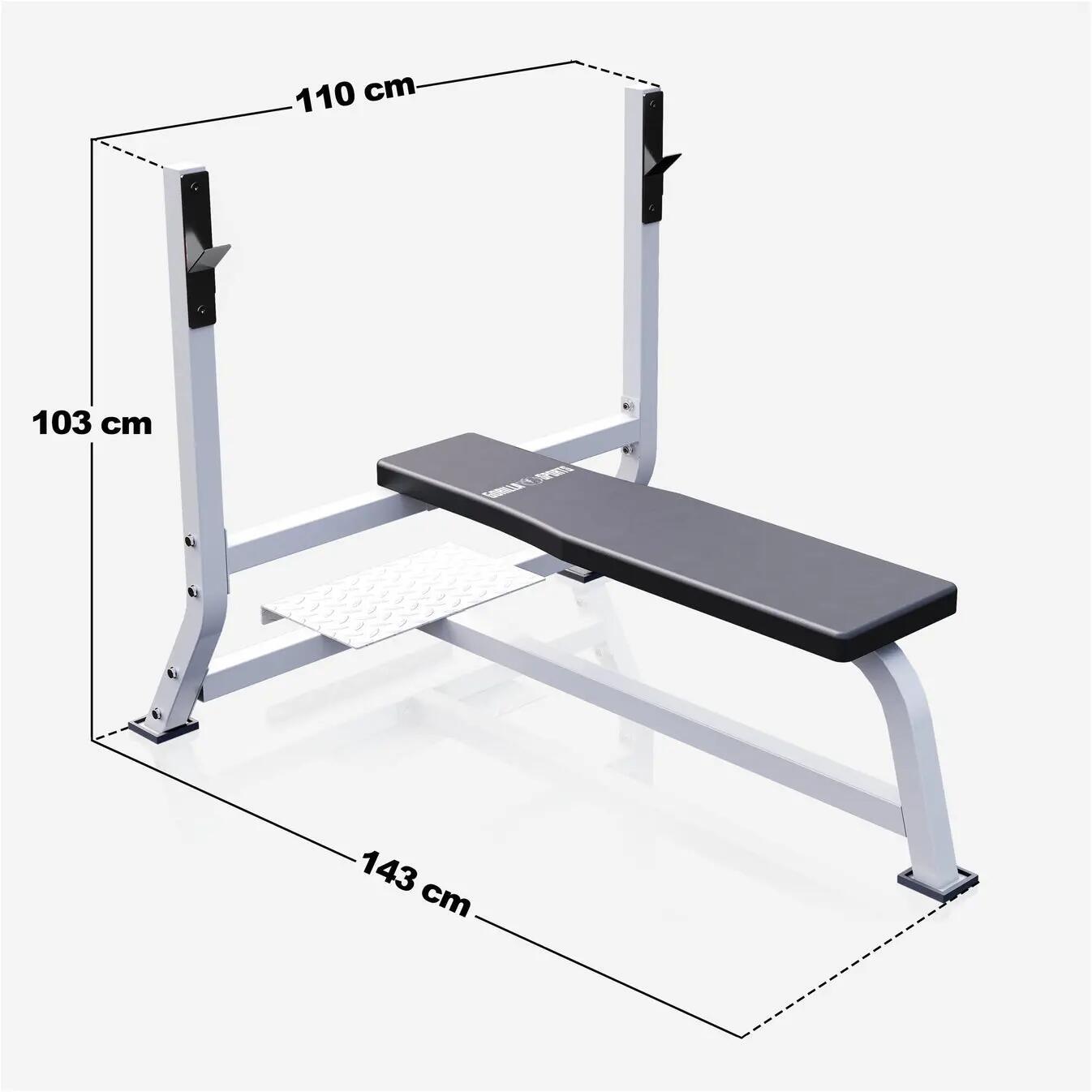 Brede Halterbank - Fitnessbank - Belastbaar tot 250 kg - Wit 7/7