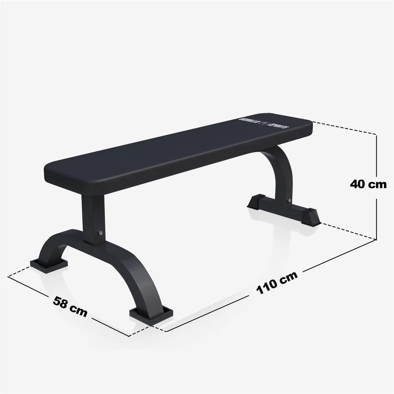 - Vlakke fitnessbank - Halterbank- Geschikt voor Dumbell Presses - Zwart 7/7