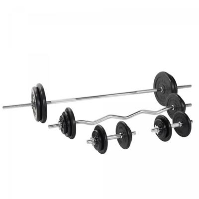 Halterset 108 kg - gietijzer - rubber - halterstang met gewichten - 30 mm