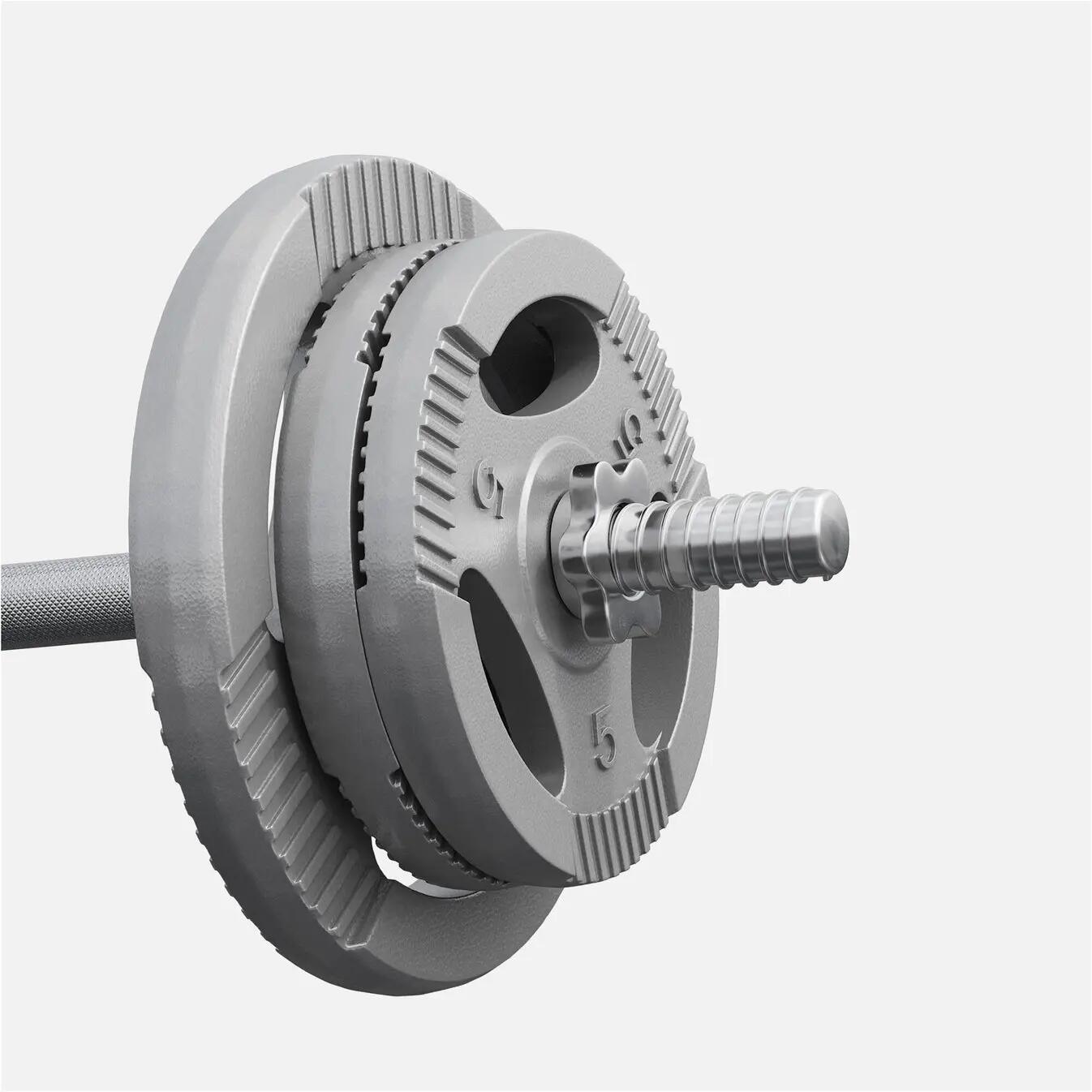 SET D'HALTERES AVEC DISQUES GRIP, BARRE CURL ET BARRES COURTES | TOTAL 68 KG | M 7/7
