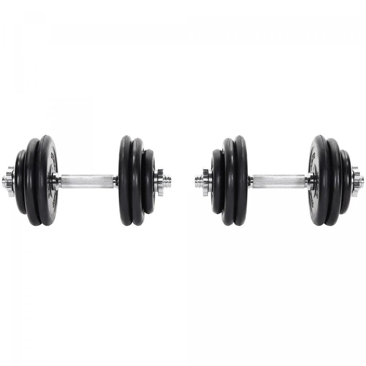KIT HALTÈRES COURT DE 30 KG AVEC DISQUES REVÊTEMENT CAOUTCHOUC | MUSCULATION 2/7