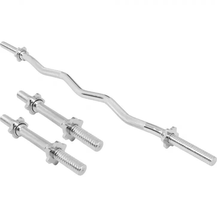 SET D'HALTERES AVEC DISQUES GRIP, BARRE CURL ET BARRES COURTES | TOTAL 68 KG | M 2/7