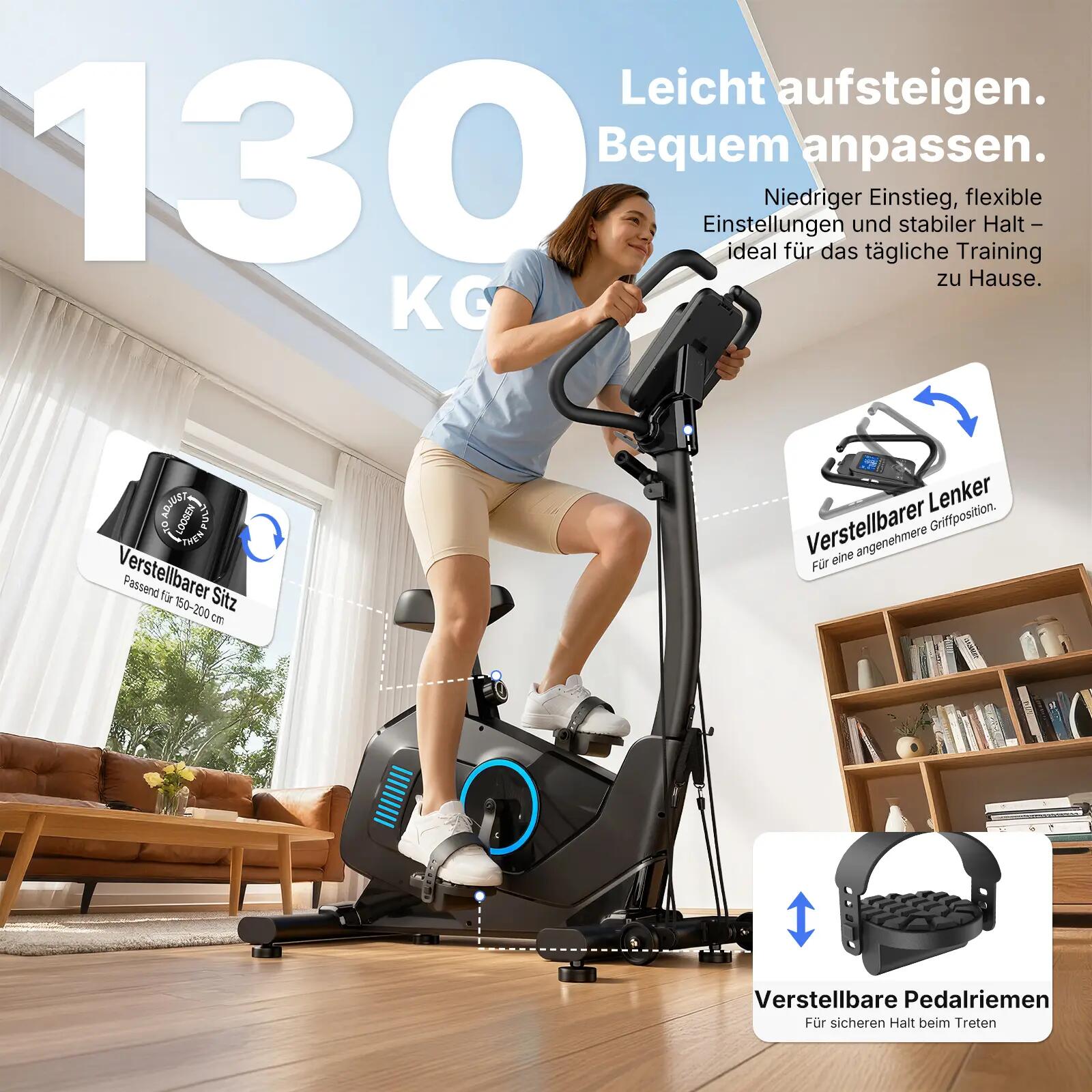 Vélo d’Appartement MERACH, Mode Connecté, APP/Bluetooth,16 Résistance 6/8