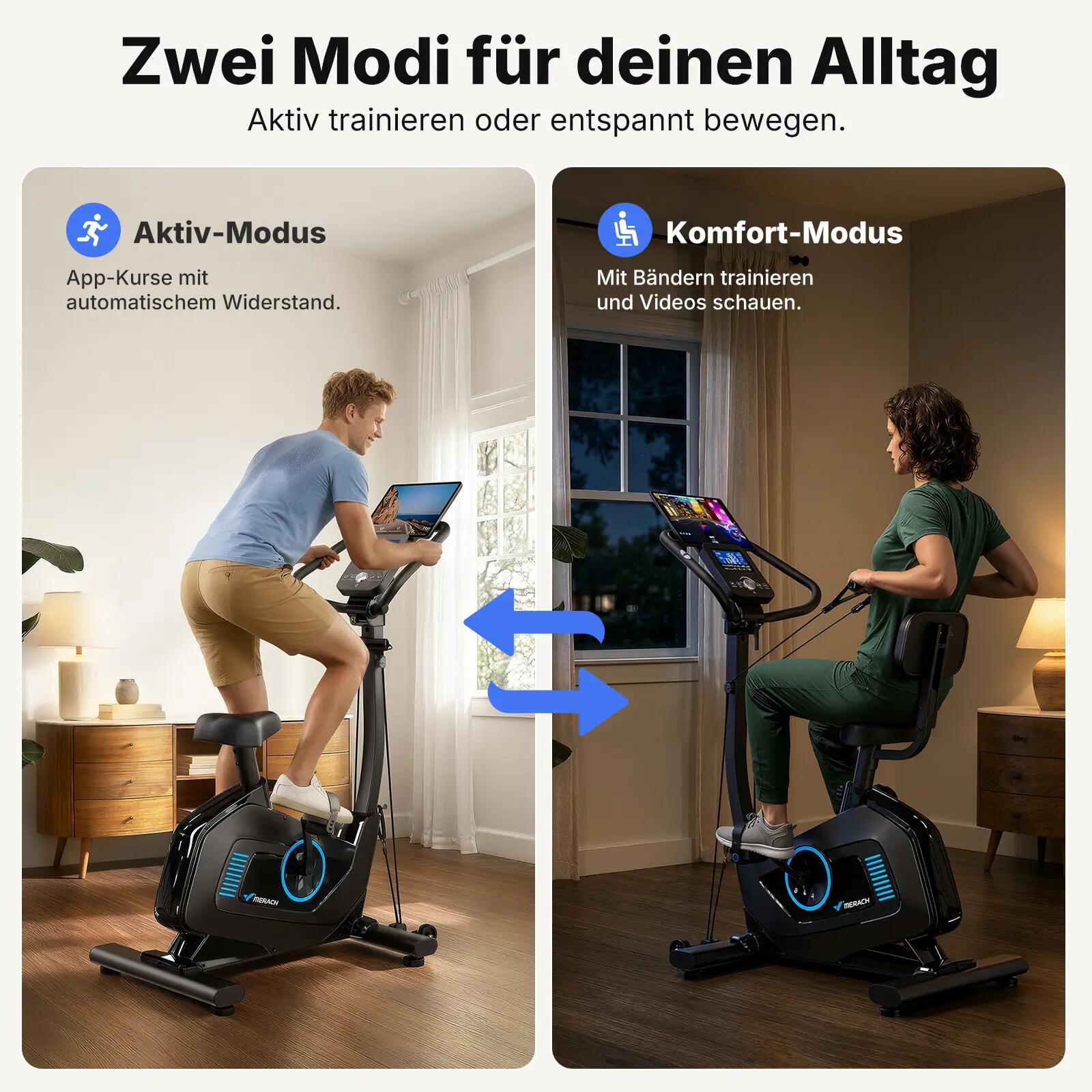 Vélo d’Appartement MERACH, Mode Connecté, APP/Bluetooth,16 Résistance 2/8
