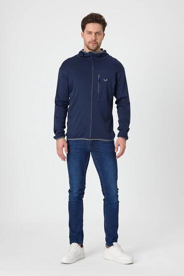 Maestro - Męska Bluza z Kapturem z 100% Wełny Merino (230 g/m²) XL, Granatowy