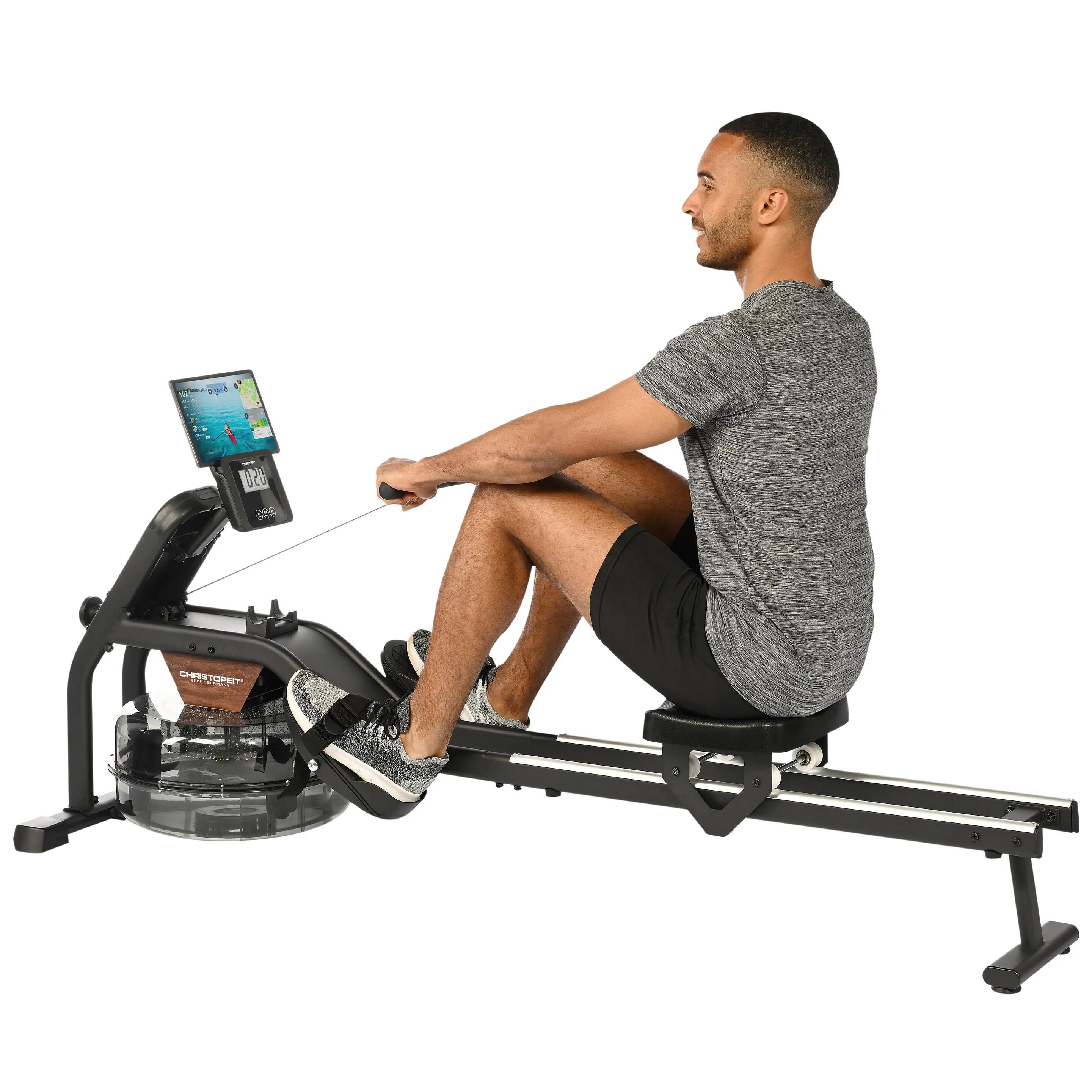 Rameur à résistance à l'eau - siège surélevé 120 kg, tapis inclus - Garda 2/12