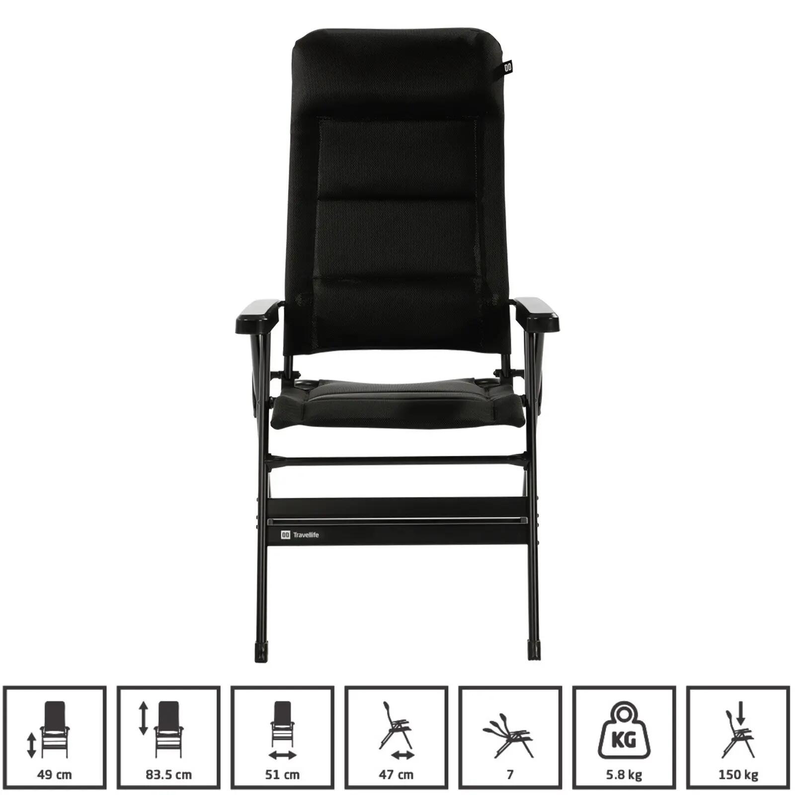 Sedia da campeggio Barletta Comfort XL pieghevole regolabile alluminio 150 kg 2/7