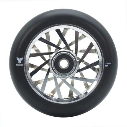 Roues de Trottinette Freestyle Trigger Star 110mm 88A Chrome Noir x2