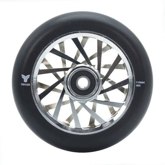 Roues de Trottinette Freestyle Trigger Star 110mm 88A Chrome Noir x2