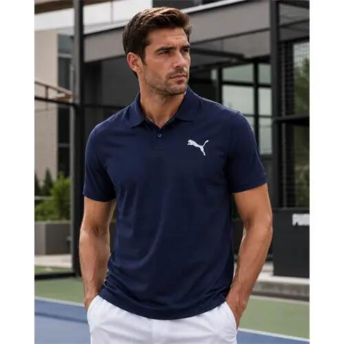 Polo in tessuto piquet Essentials uomo PUMA Peacoat Cat Blue 3/5